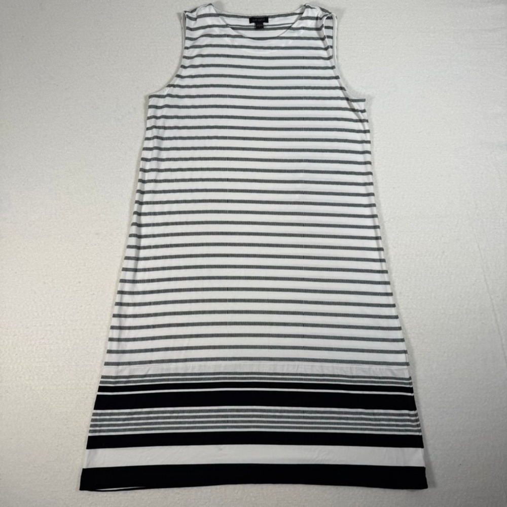 J. Jill‎ Wearever Black White Striped Sleeveless Knit Dress Women's Small